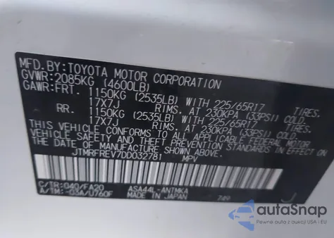 2013 Toyota Rav4 Xle from USA, damaged, VIN JTMRFREV7DD032781